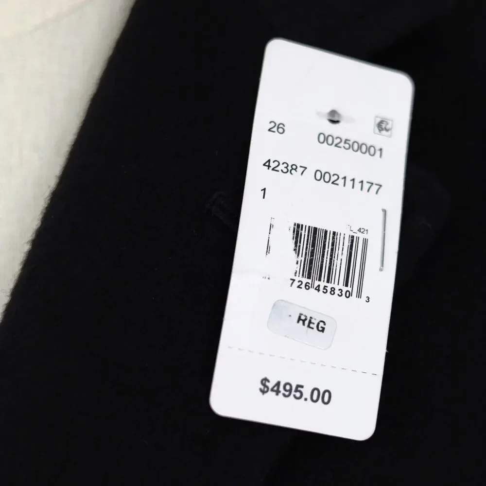 Brooks Brothers Men's Black Wool Mid Length Casual Classic Overcoat Size 46R